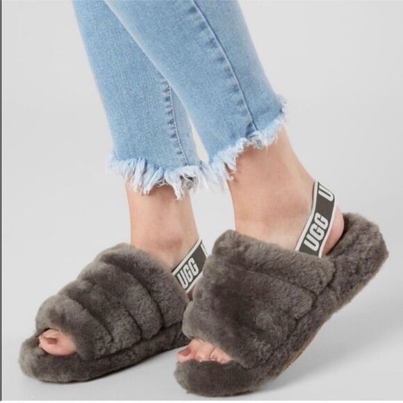UGG Shoes - UGG Fluff Oh Yeah Slides Gray 8